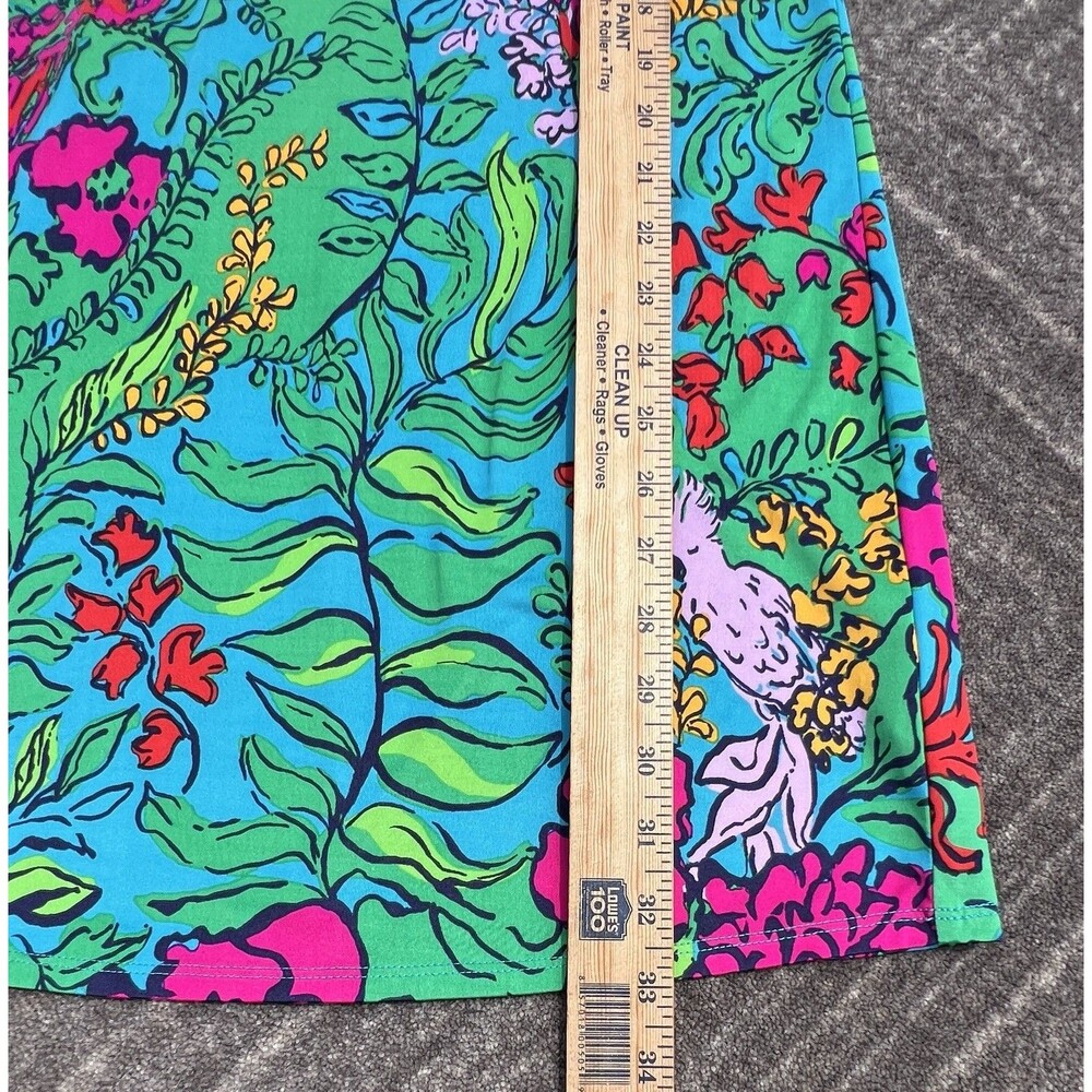 Lilly Pulitzer Jade Dress Shake Your Tail Feathers Blue/Green V-Neck Size Small - Picture 3 of 11
